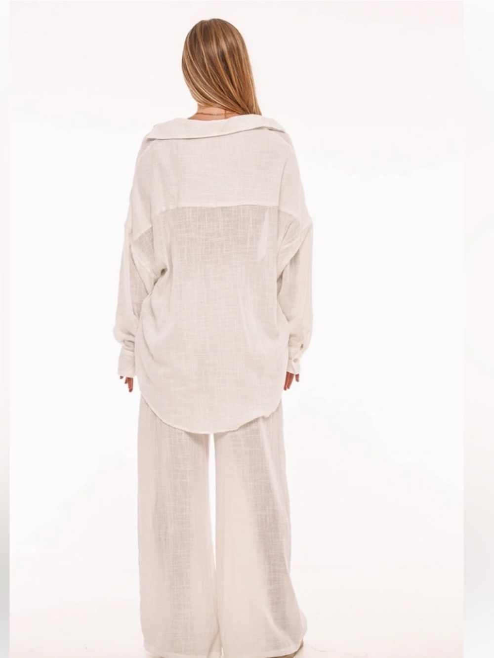INDAH Beachy Cotton Gauze Button-up Shirt M/L - Picture 4 of 15